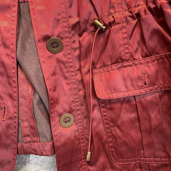 Ruby Rd Jacket Women's Size 12 Cranberry Red Metallic Button Front Drawstring - Picture 14 of 15